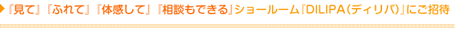 『見て』『ふれて』『体感して』『相談もできる』ショールーム『DILIPA（ディリパ）』にご招待