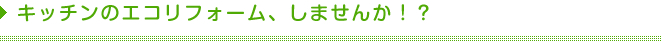 キッチンのエコリフォーム、しませんか！？ 