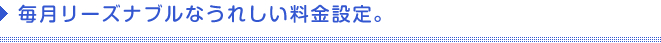 毎月リーズナブルなうれしい料金設定。